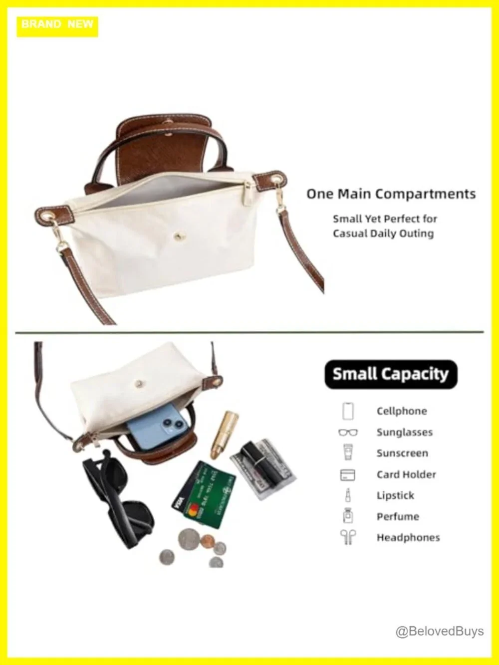 Mini Crossbody Bag with Adjustable Strap, Nylon Small Handbag for Women